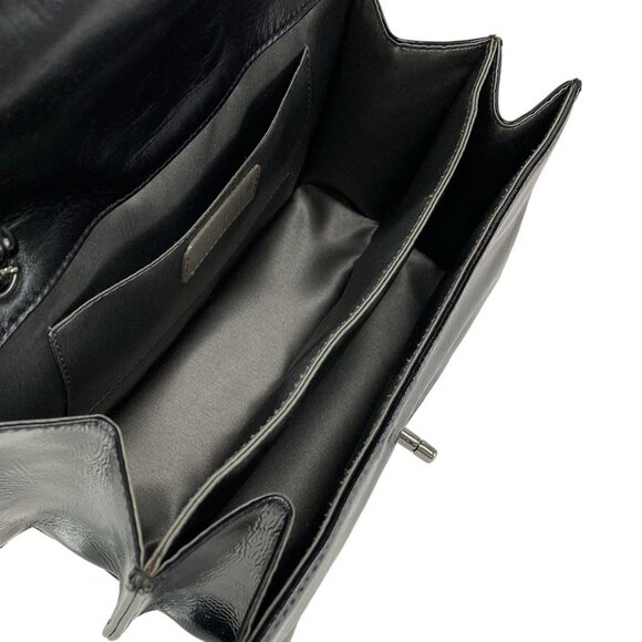 Auth CHANEL Luxury Line Black Patent Leather Handbag - Picture 16 of 16